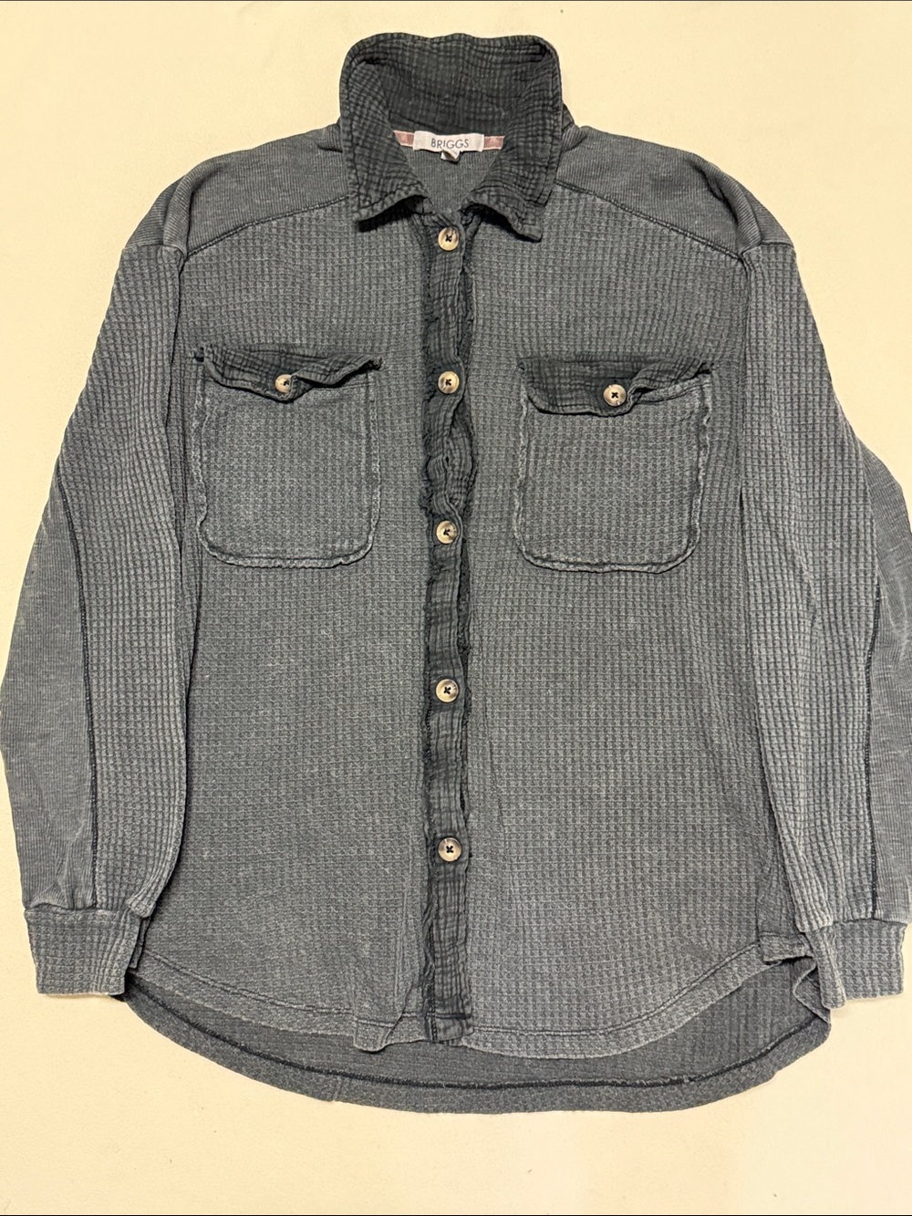 Briggs New York Women's Textured Button-Down Shirt in Gray